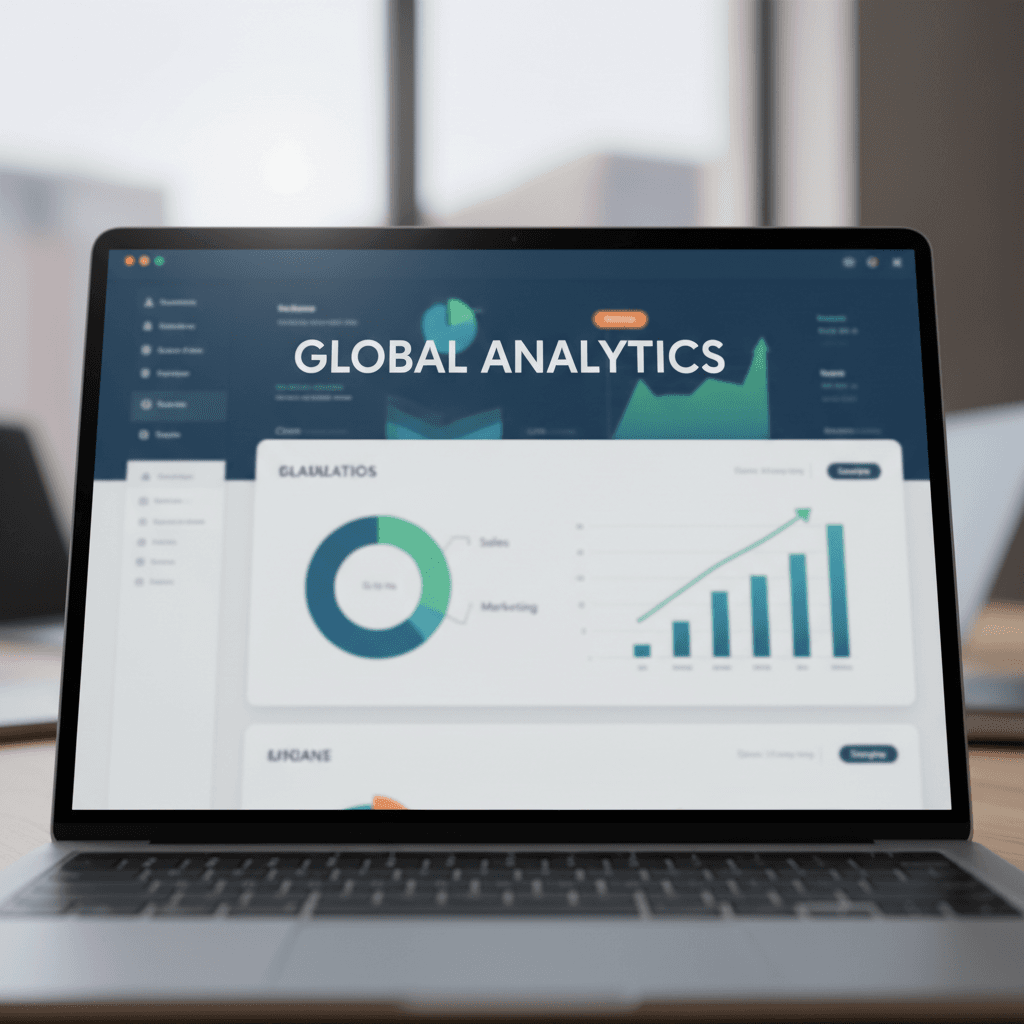 Close-up of a laptop screen with a blurred data dashboard showing charts