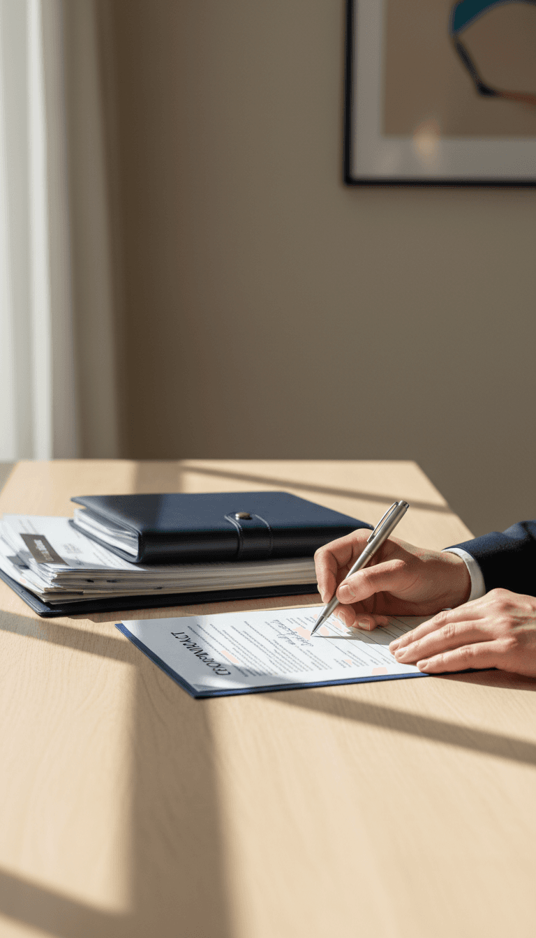 Professional reviewing property documents for off-market deal matching